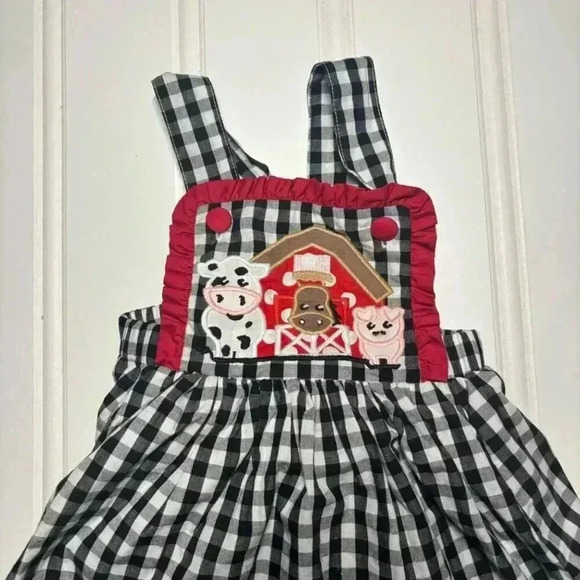 Farm Black & White Gingham Overall Dress 12-18M Cactus Brand - Picture 2 of 4